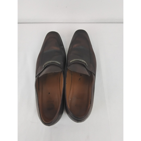 Hugo Boss Dress Shoes Men\'s 9 Brown Leather Slip On Penny Loafer #W4754 main image 7